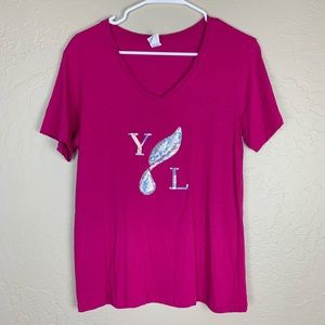 Young Living Sequin Logo T-Shirt size Large